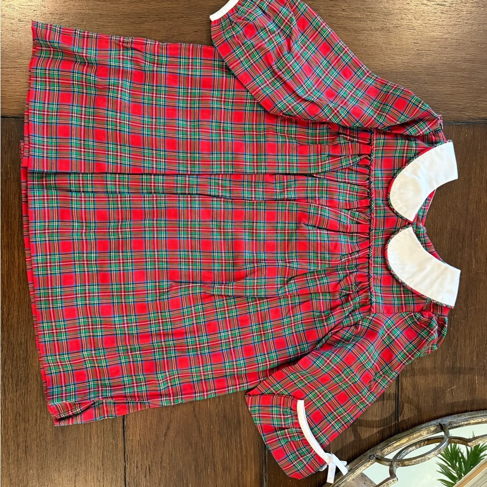 Plaid Red and Green Kids Formal Dress